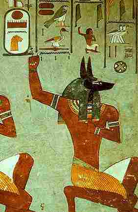 Staroegyptsk nstnn malba boha Anubis (11 kB)